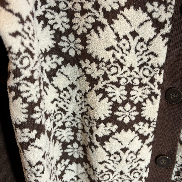 NANETTE LEPORE Sz L Brocade Design Floral Large Collar Cardigan New with No Tag - Picture 2 of 8